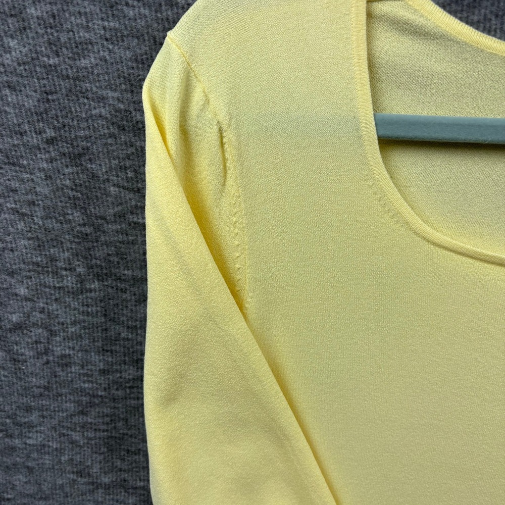 Talbots Yellow Knit Top Women L Scoop Neck 3/4 Sleeve Capsule Wardrobe Minimalis - Picture 6 of 10